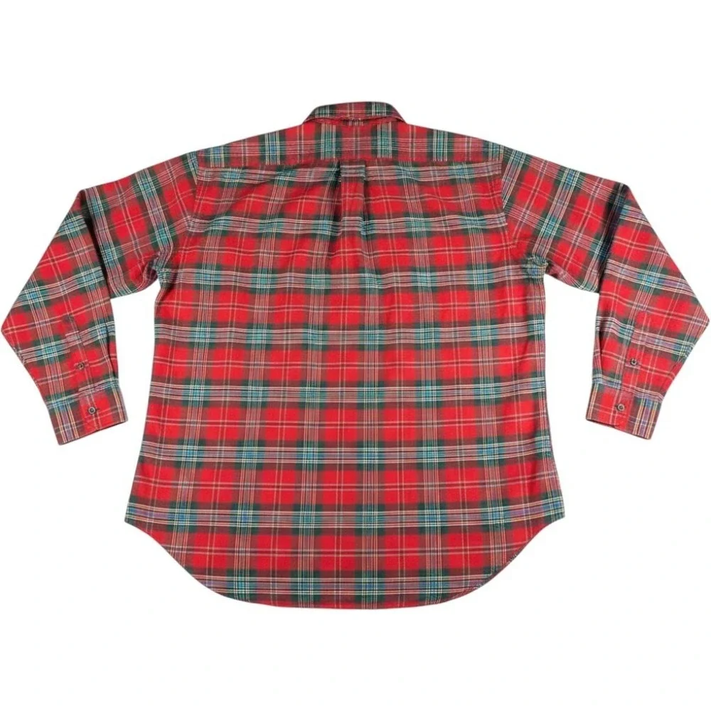 Polo Ralph Lauren Men's Red Tartan Button Down Shirt Long Sleeve Corduroy Trim